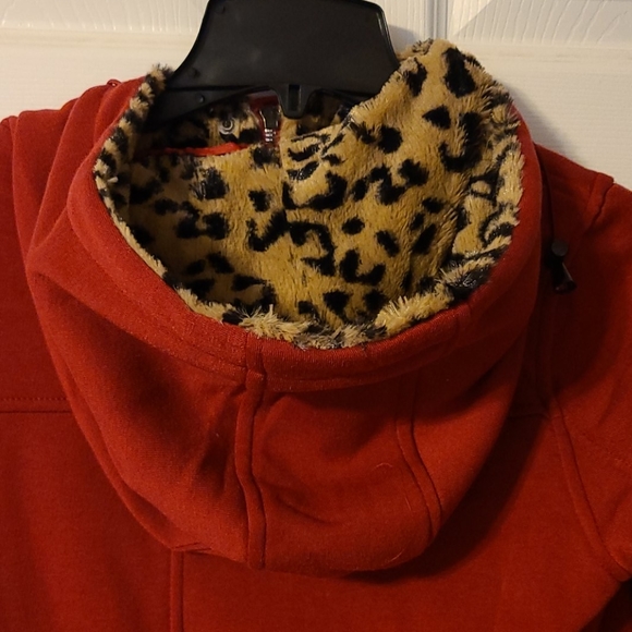 NWT Red leopard print hooded anorak - Picture 3 of 5